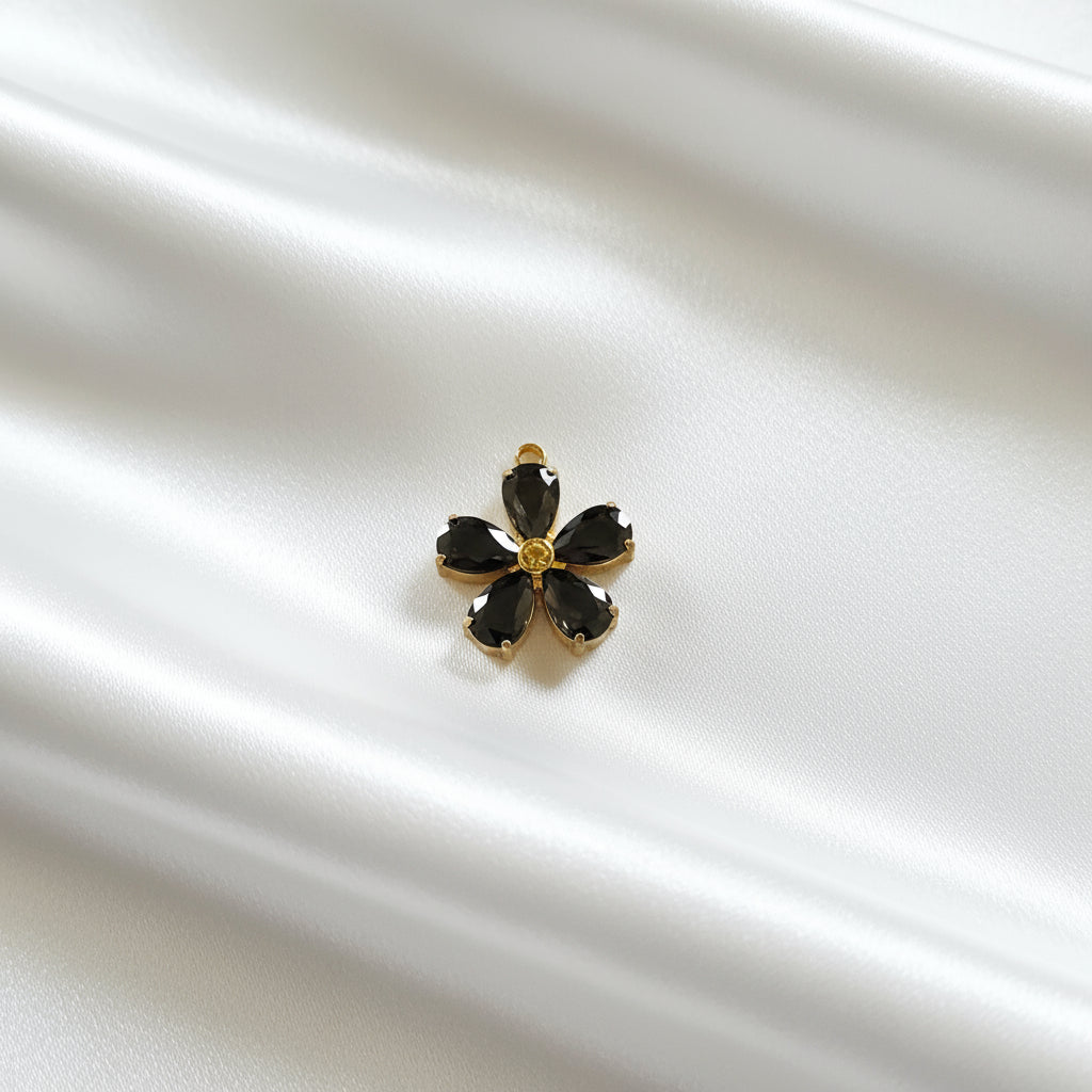 Charm Fleur Zircon noir