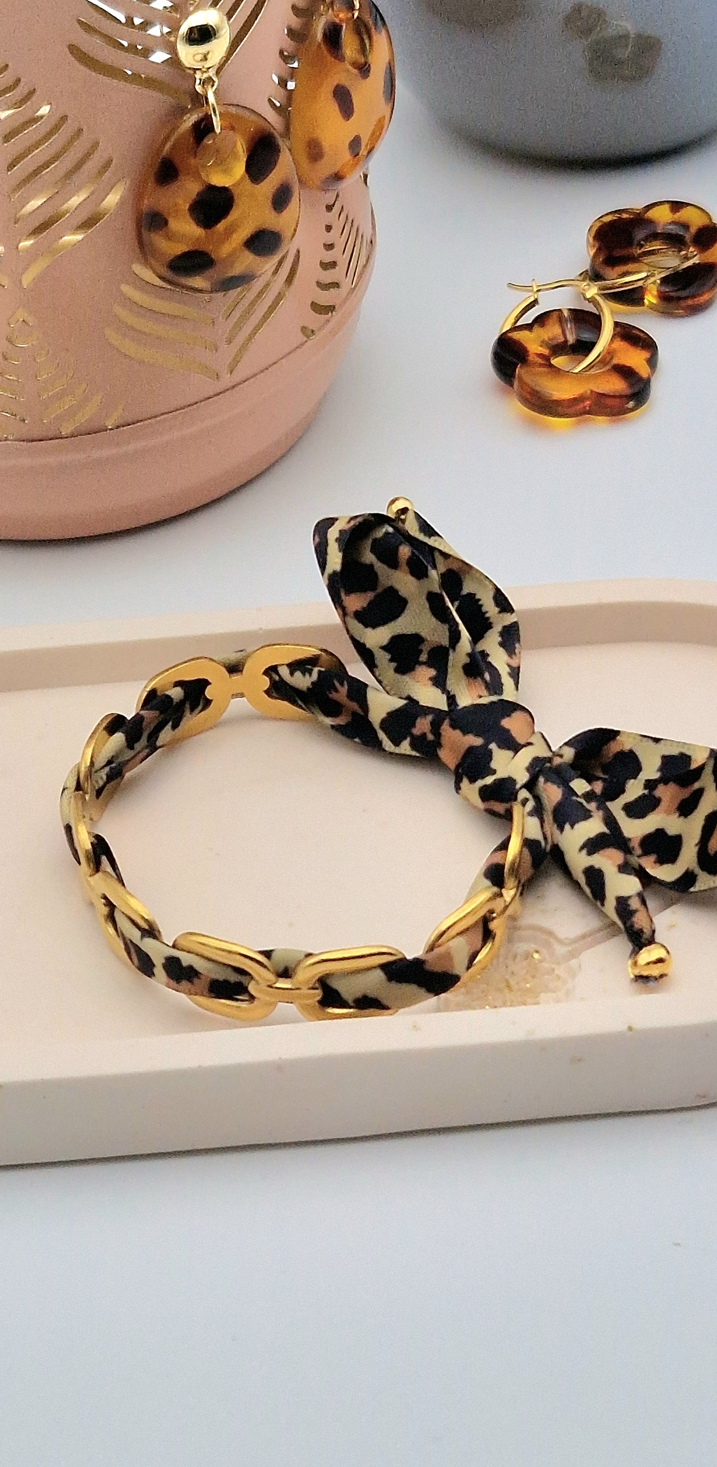 Bracelet jonc ajustable Léopard