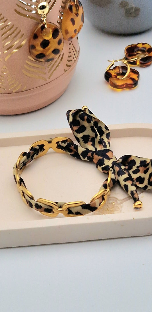 Bracelet jonc ajustable Léopard