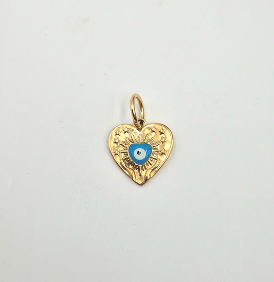 Charm Coeur oeil maléfique doré