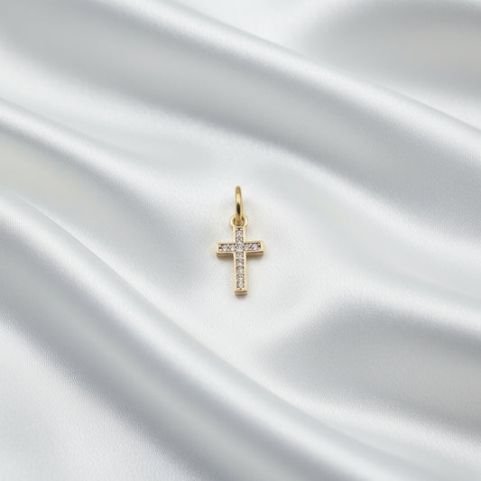 Charm mini Croix doré strass