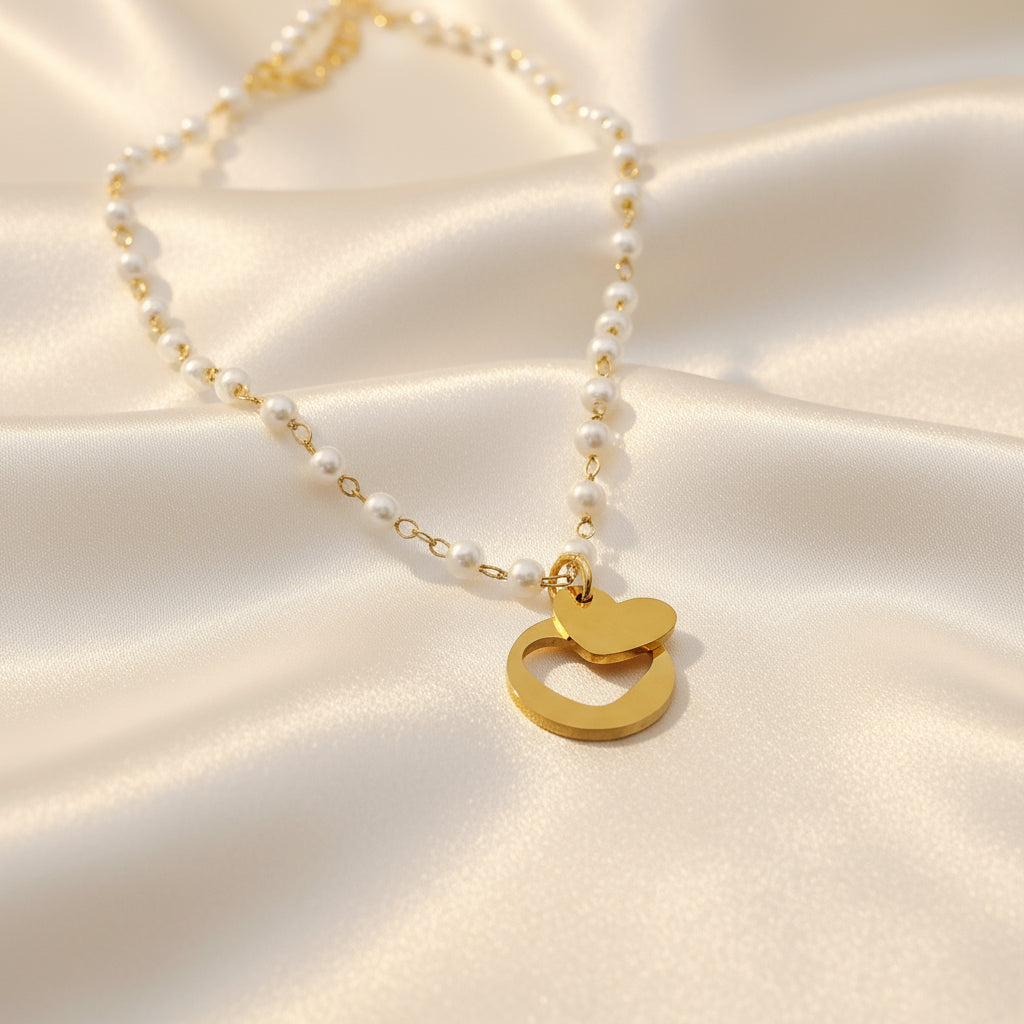 Collier perle pendentif coeur