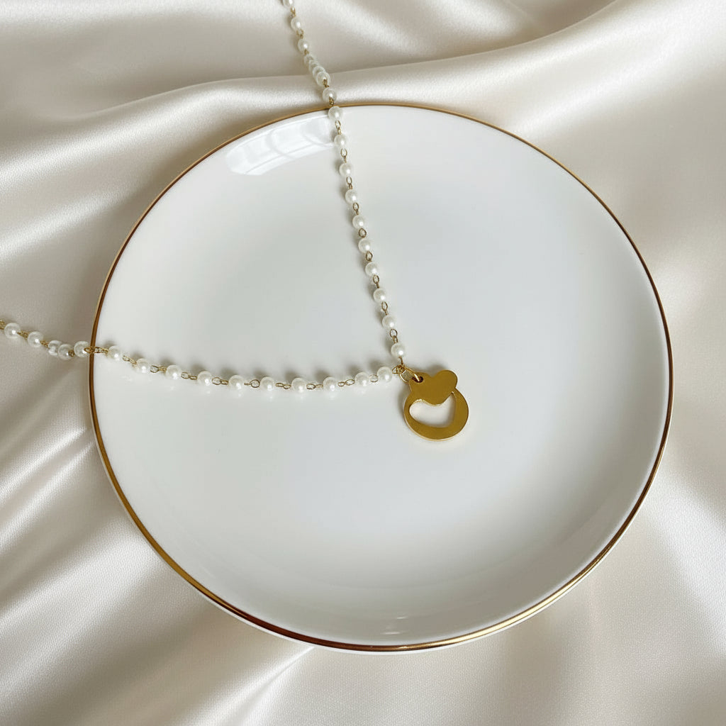 Collier perle pendentif coeur
