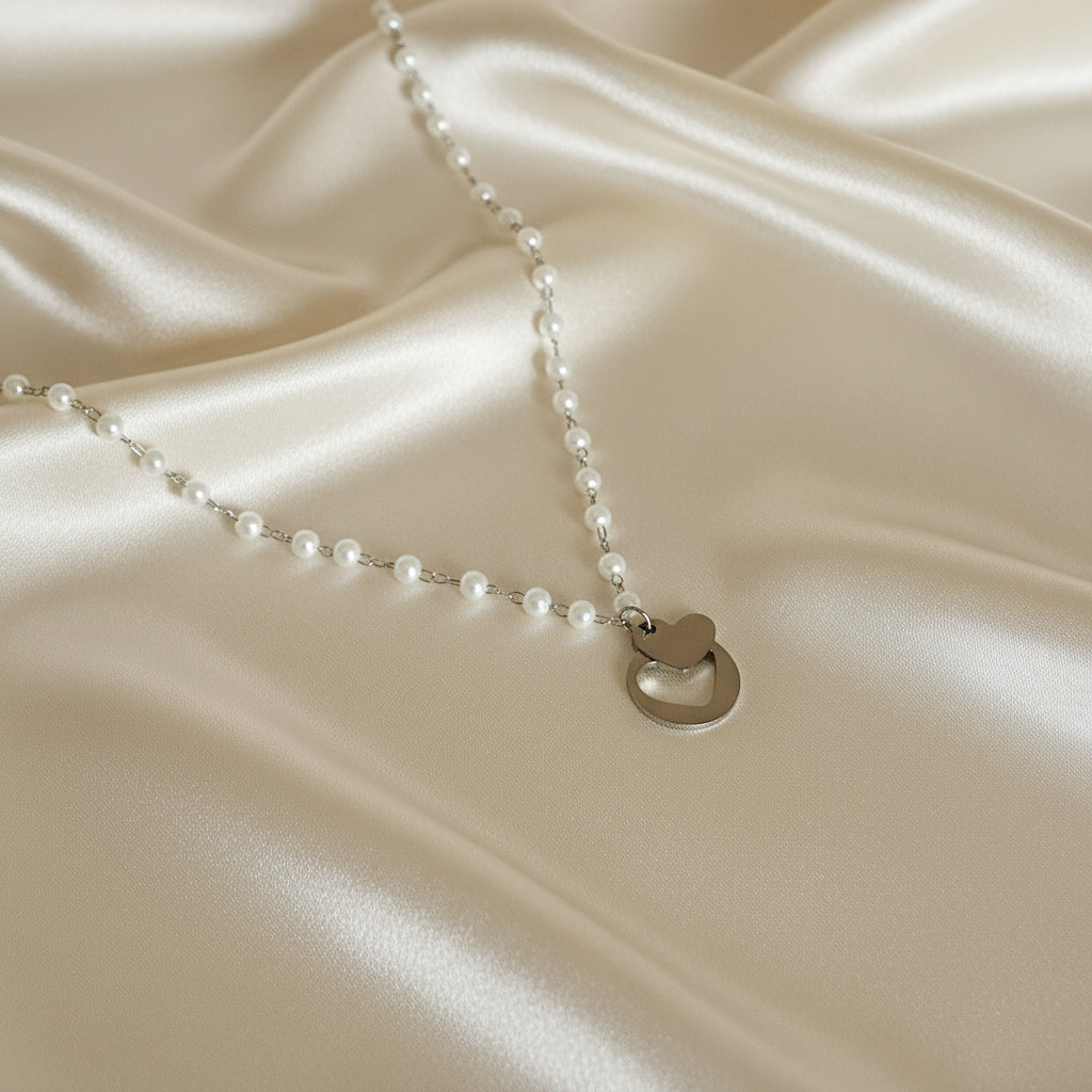 Collier perle pendentif coeur