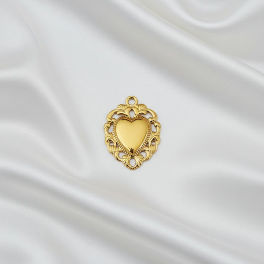 Charm grand Coeur évidé doré