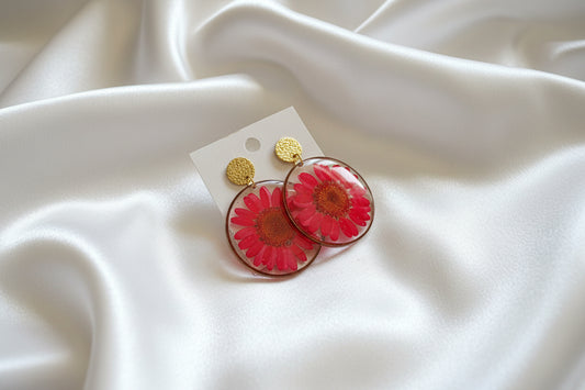 Boucles d'oreilles fleurs naturelles marguerite