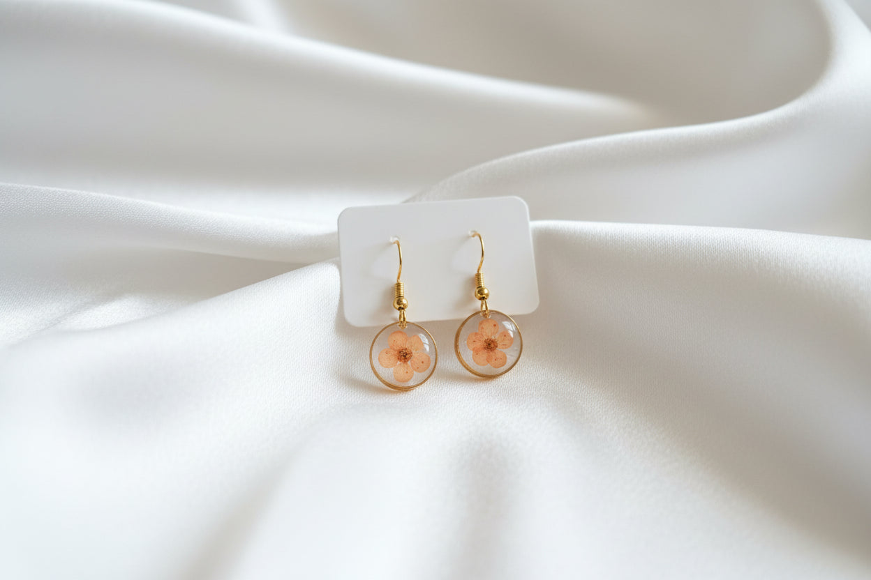 Boucles d'oreilles Myosotis fleur orange