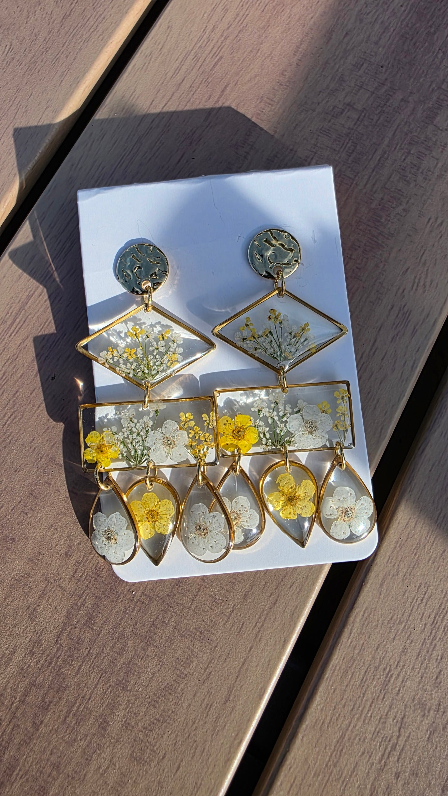 Boucles d'oreille géométrique fleurs