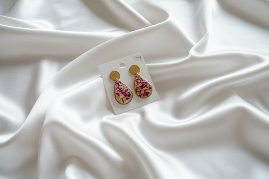 Boucles d'oreilles pétales de rose et or