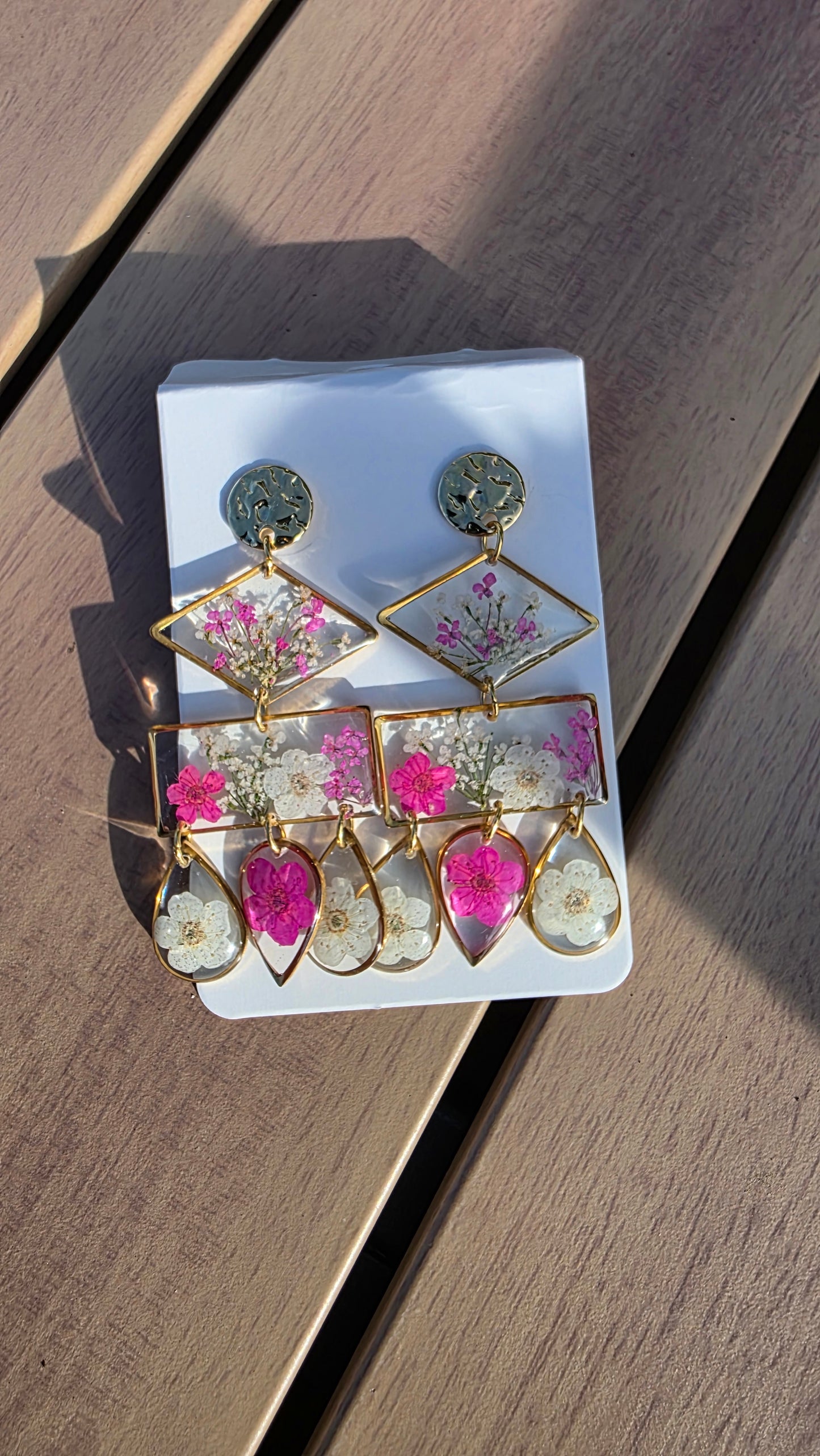 Boucles d'oreille géométrique fleurs